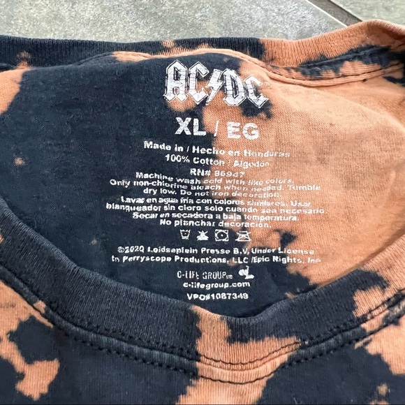 AC/DC Highway To Hell Tie Dye Graphic Band Tee XL Unisex Adult Preppy Grunge - Picture 4 of 7